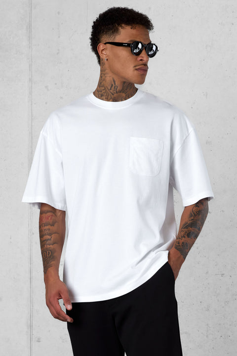 WHITE ICON POCKET OVERSIZED TEE