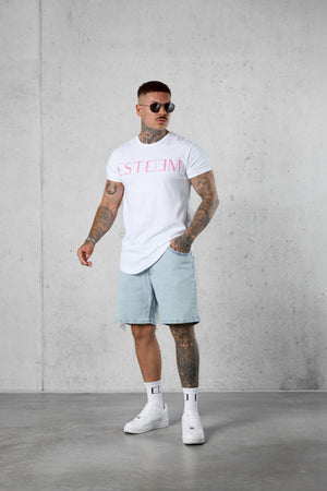 WHITE PINK LETTERING TEE