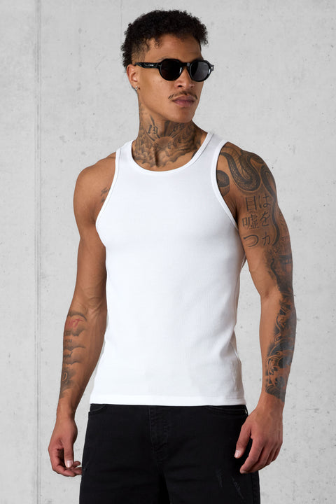WHITE WAFFLE TANK TOP